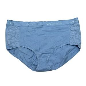 Cacique Cotton Full Brief Panty Blue Lace Accent Signature Waist Size 14/16